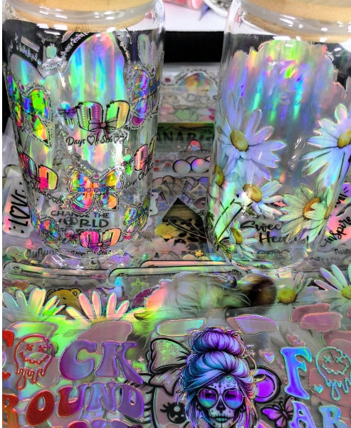 Wholesale 16oz Holographic Steel Cup UV DTF Stickers Random 10pcs/20pcs/50pcs Wraps for DIY Craftlaser wraps